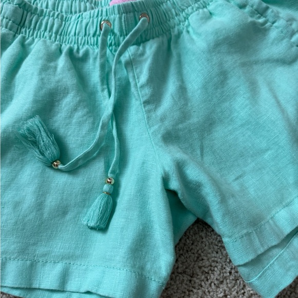 Lilly Pulitzer Linen drawstring shorts Aqua blue green Medium - Picture 10 of 11